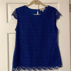 BANANA REPUBLIC cap sleeve eyelet lined blouse 10
